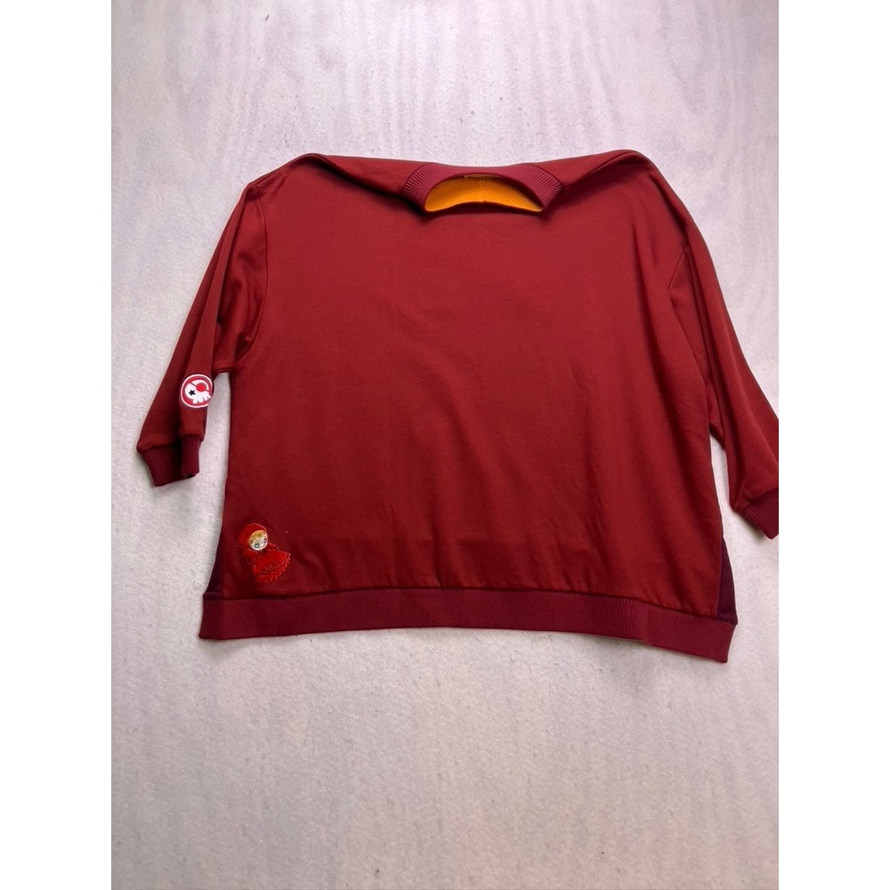Graniph Evangelion Asuka Sweatshirt Womens Medium Red 02 Embossed Pullover Anime - Picture 10 of 10